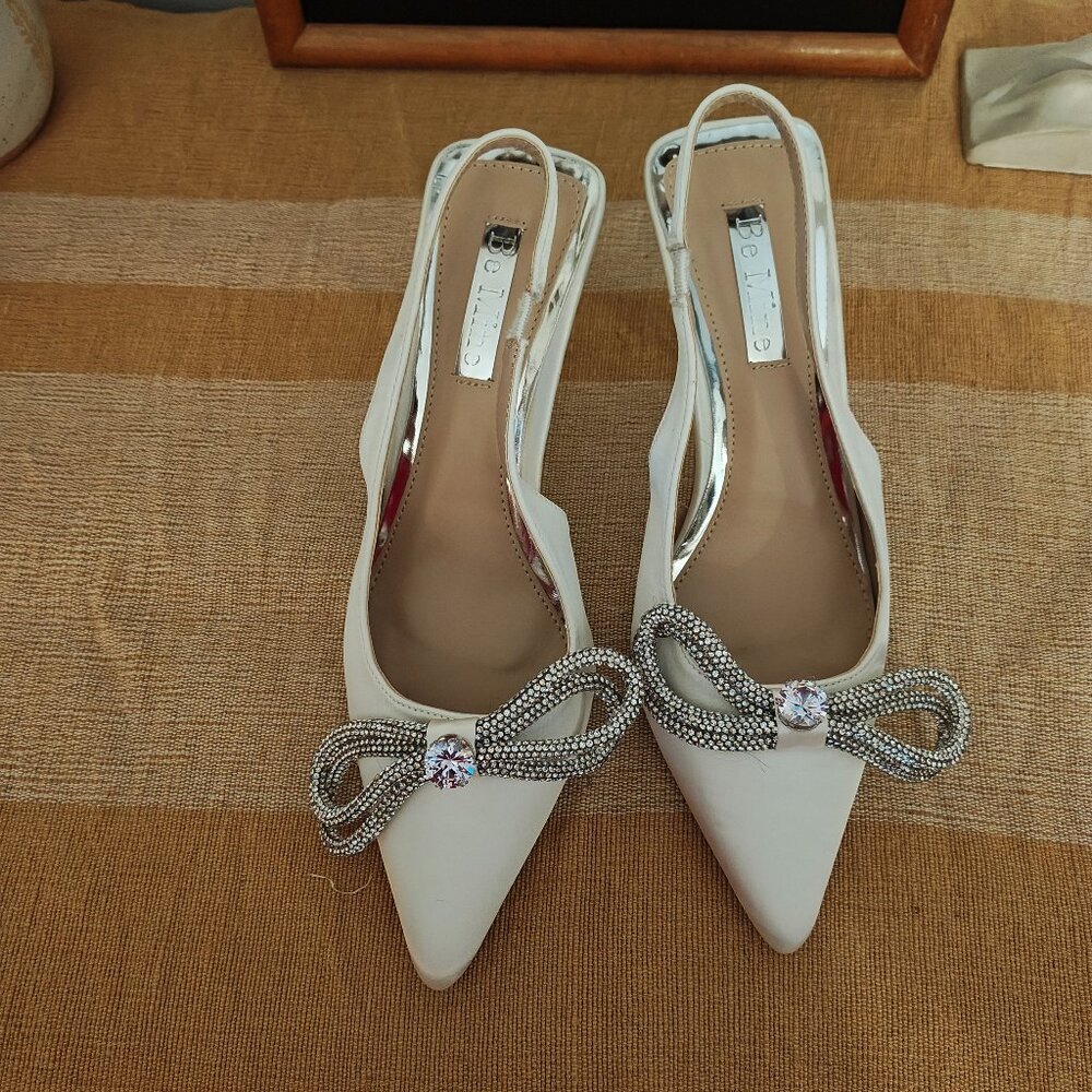 Be Mine White Satin Heels